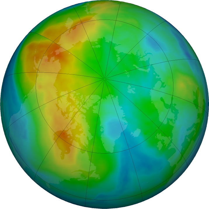 Arctic ozone map for 01 December 2021